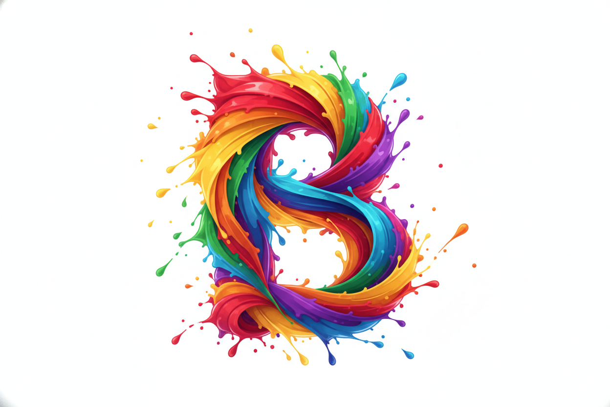 a colourful letter B